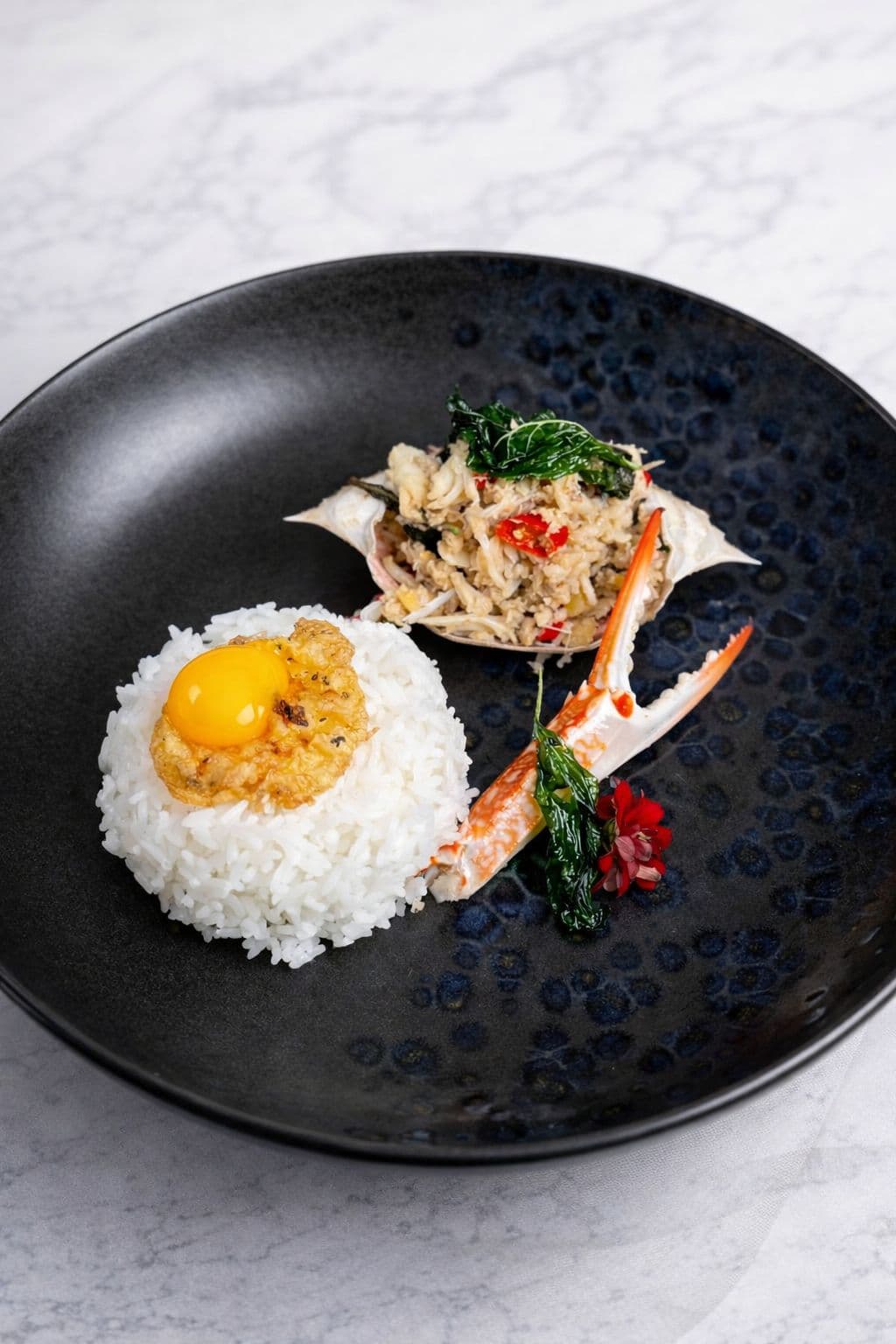 Crab Kraphao With Quail Egg