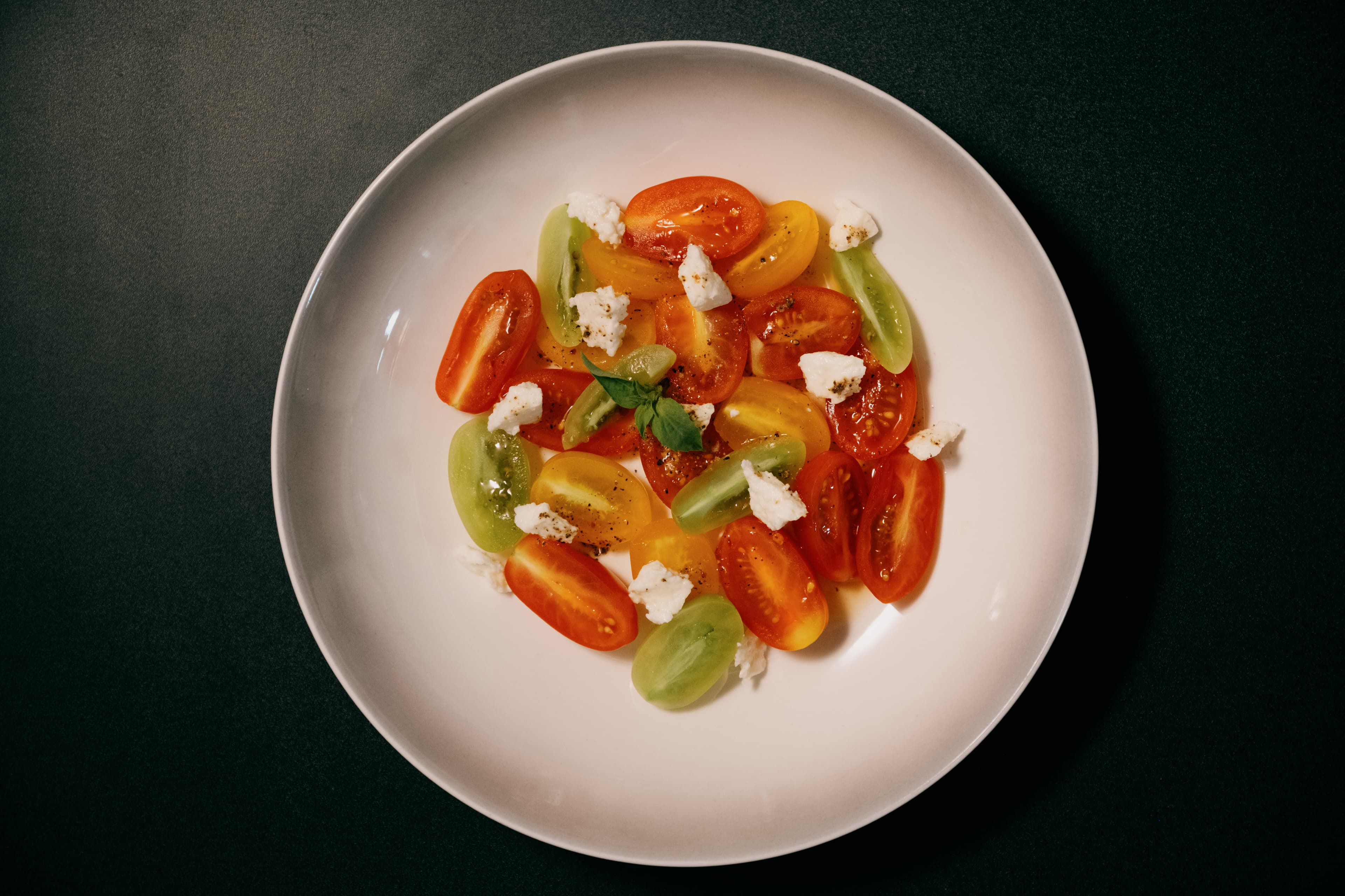 Tomato Salad With Lemon Chilli Vin and Feta Cheese